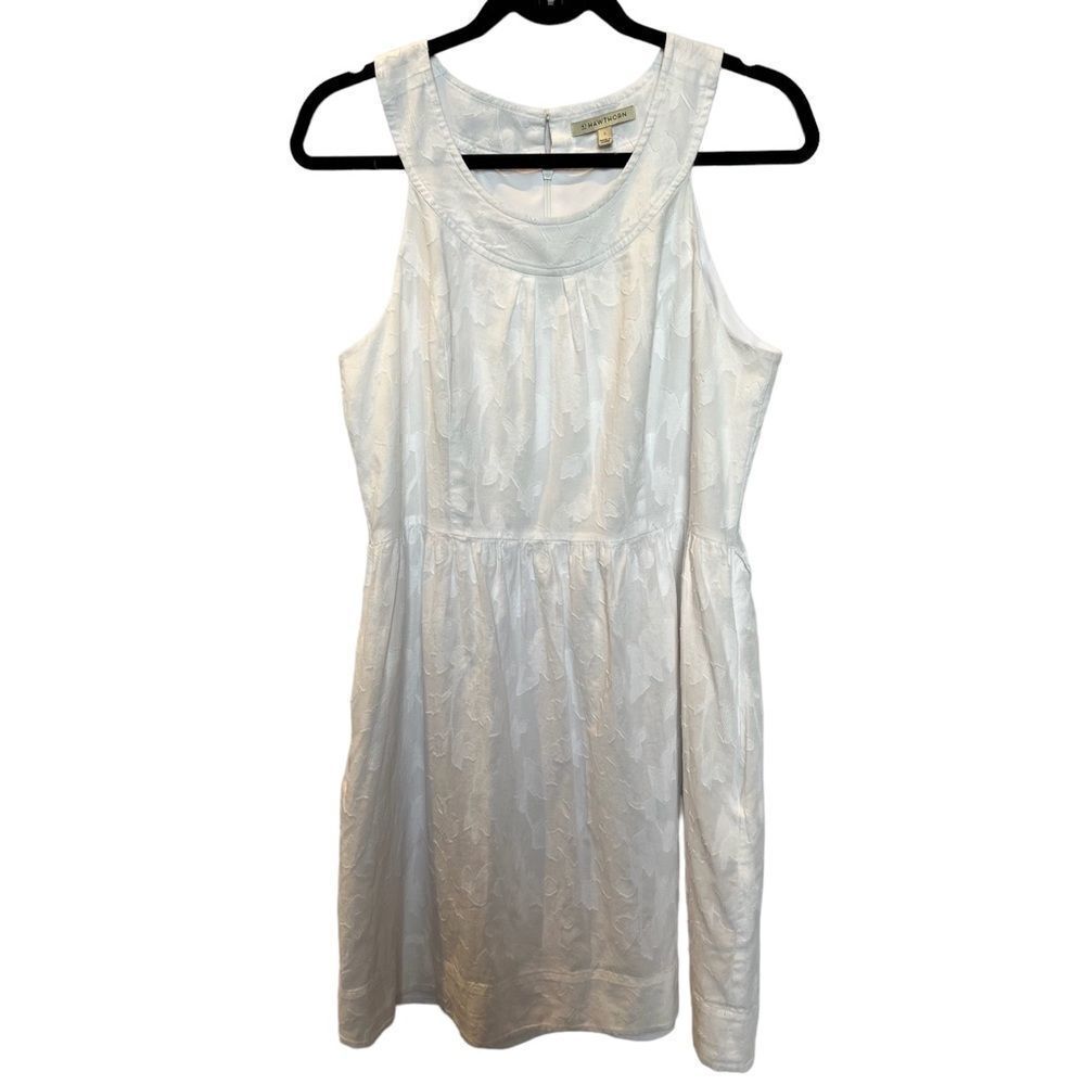 41 Hawthorn Paola Textured White Cotton Sleeveless Dress Size Large Midi